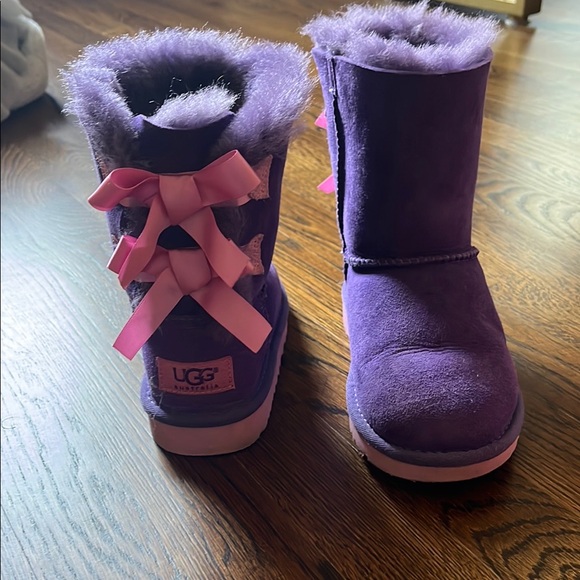 UGG Purple Boots with Pink Bows - Picture 1 of 3
